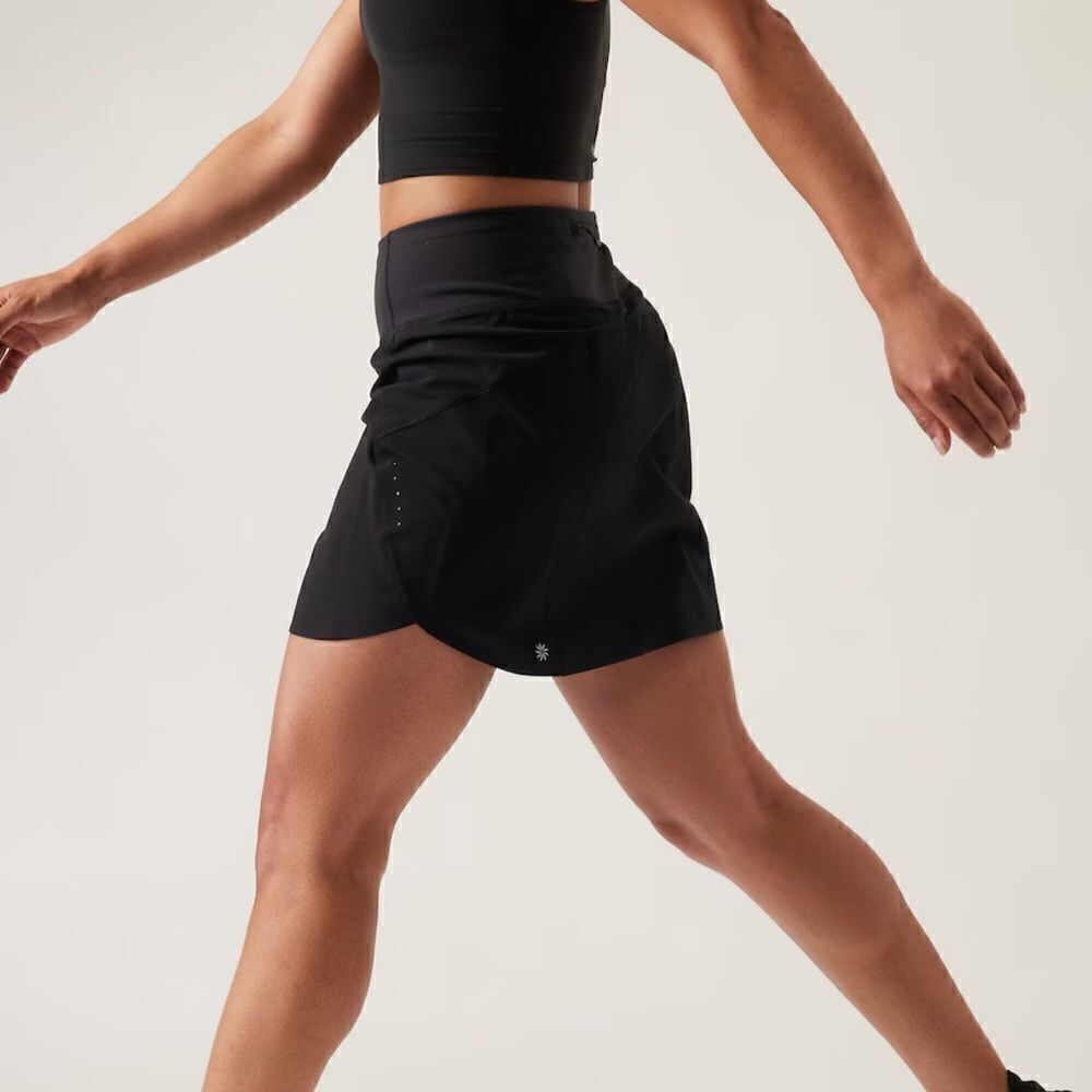 Athleta Run With It 14” Jupe-Short High Rise Skort In Black Size S